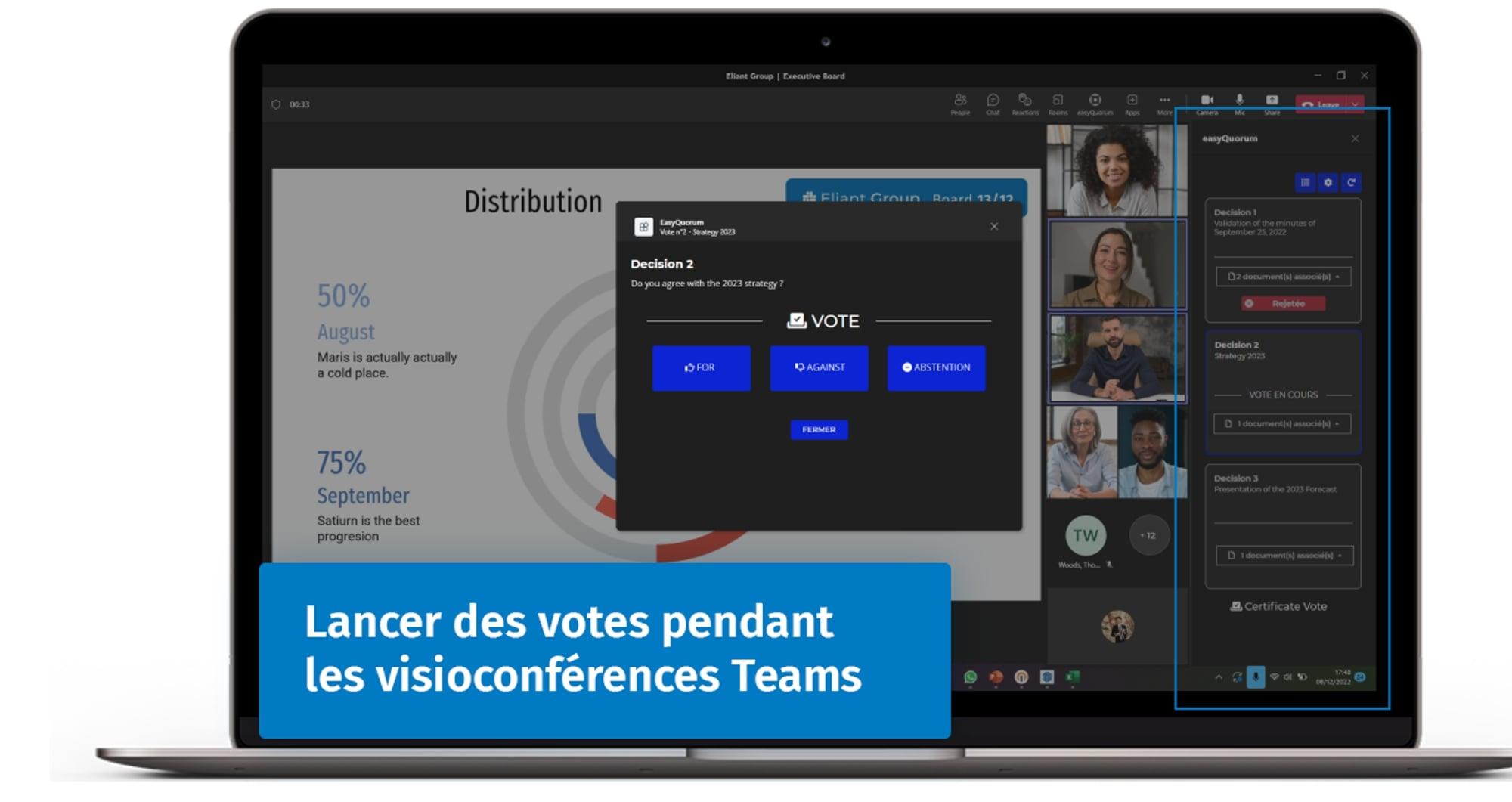 Easyquorum vote Microsoft Teams laptop