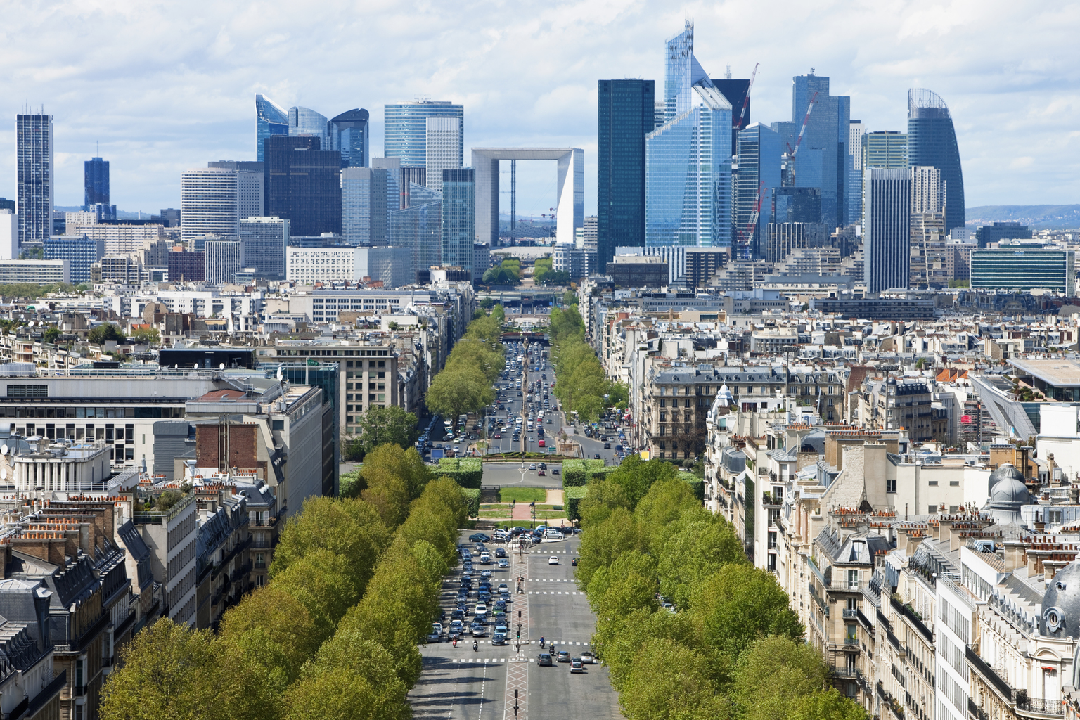 Paris City View Towards La Defense Financial District.