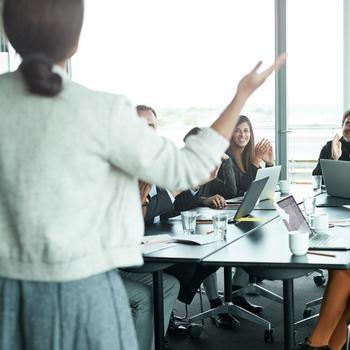 Woman giving presentation