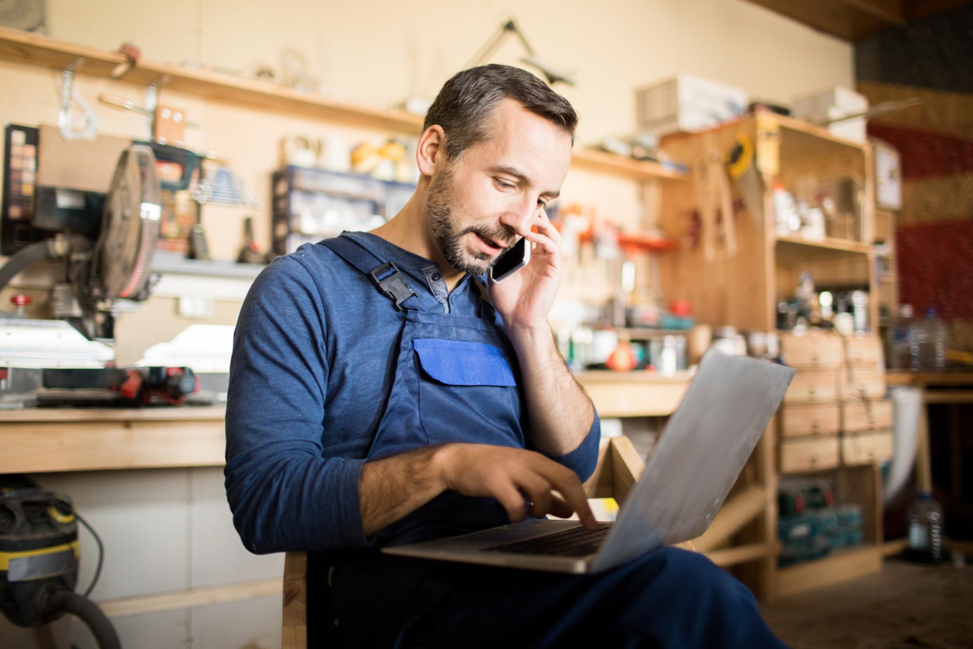 Man discussing LLC on the phone