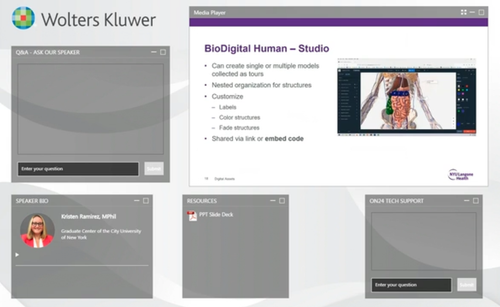 Video screen showing webinar recording 