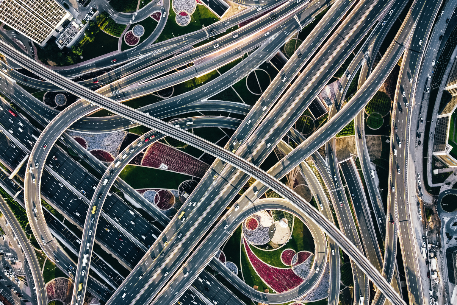 Drone Point View of Road Intersection,