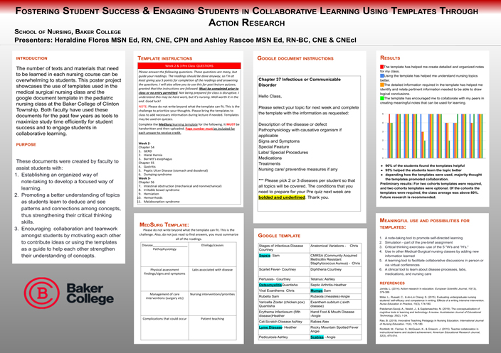 Fostering Student Success and Engaging Students in Collaborative Learning Using Templates Through Action Research poster