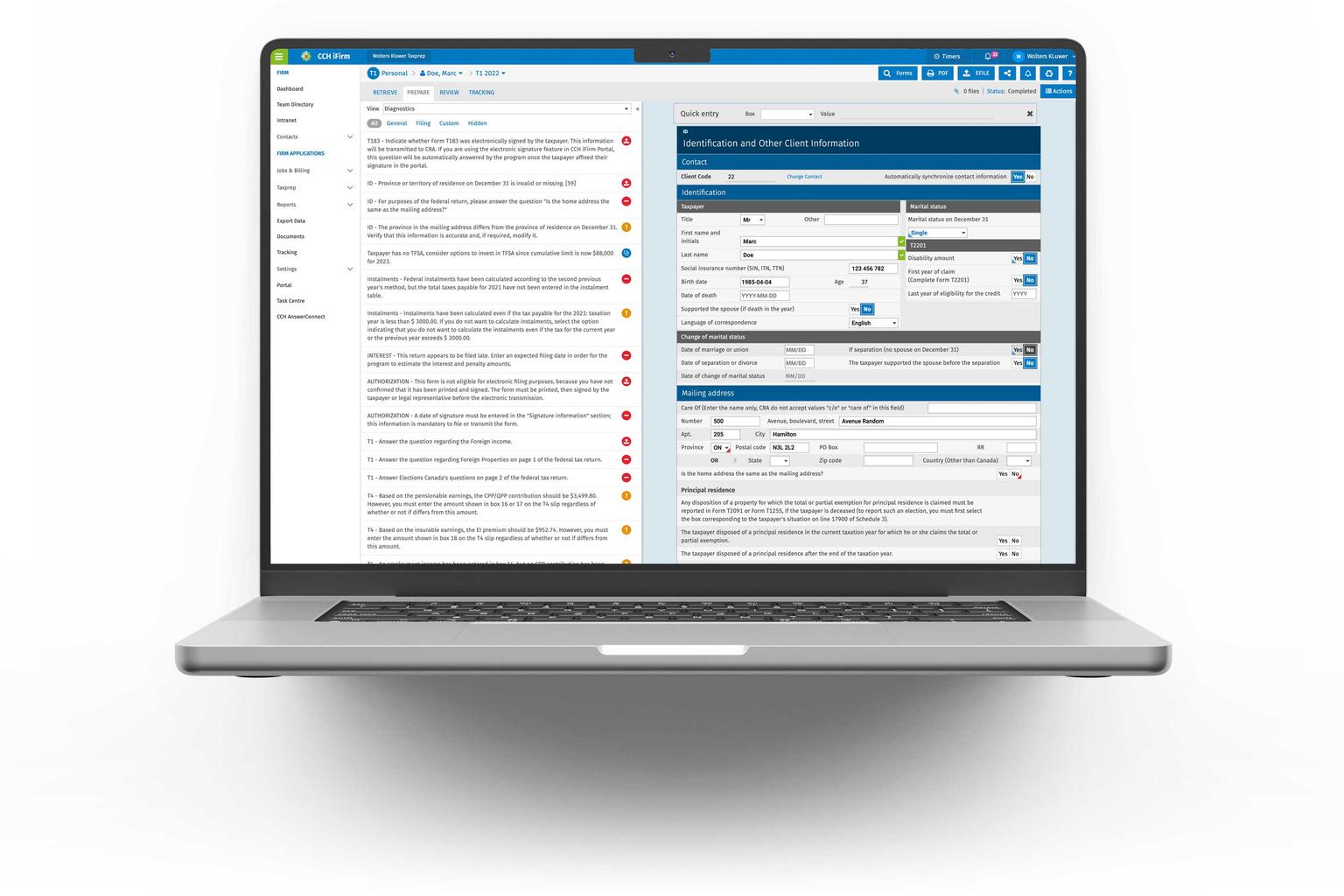 Open laptoop with CCH iFirm Taxprep