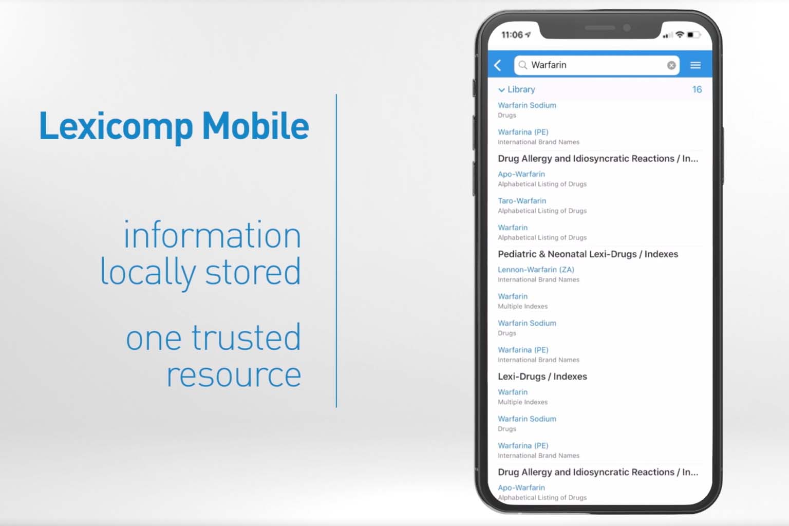 video screen - Lexicomp Mobile find answers to drug questions