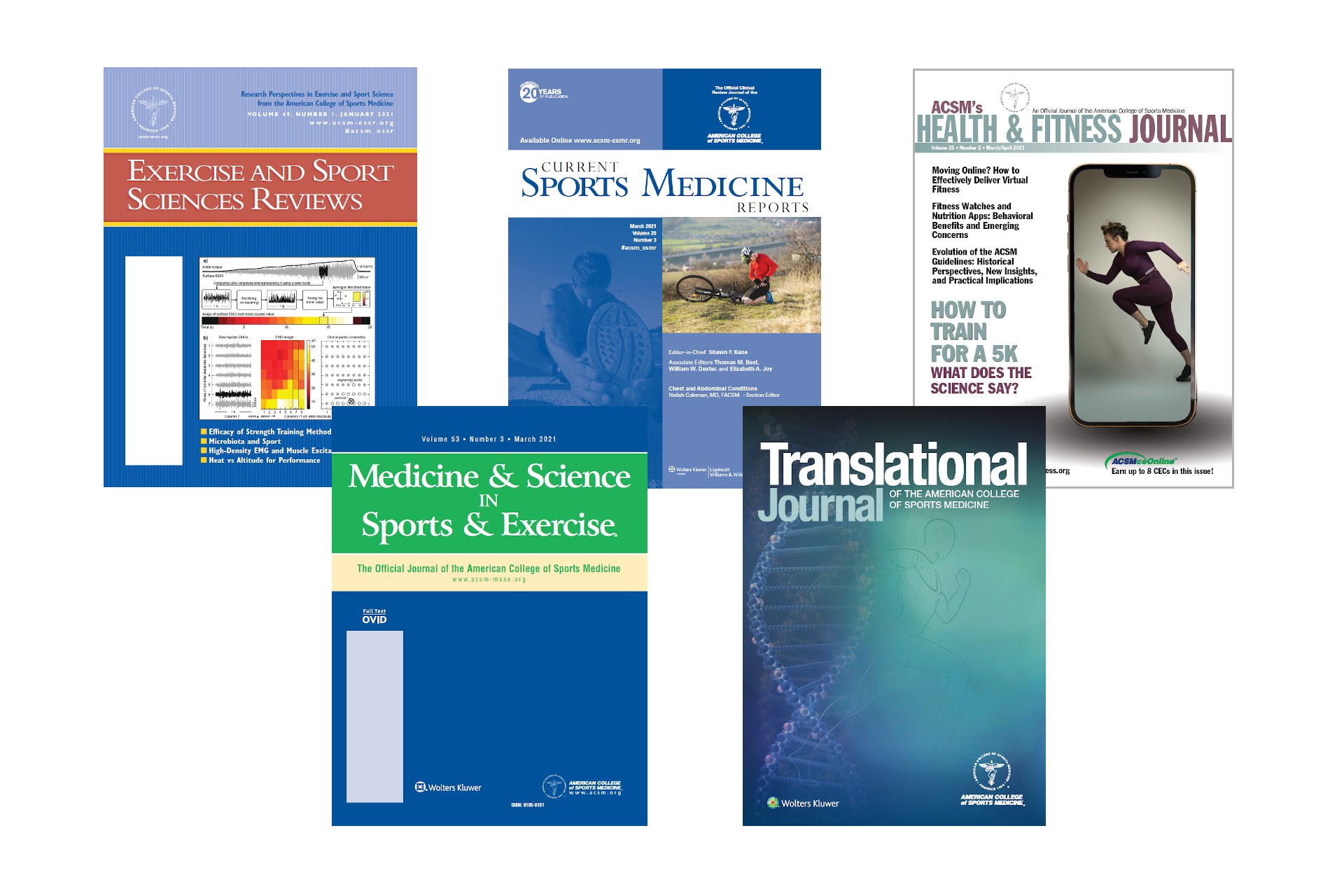 Screenshot of five ACSM journal book covers