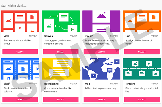 Sample of Padlet formats page