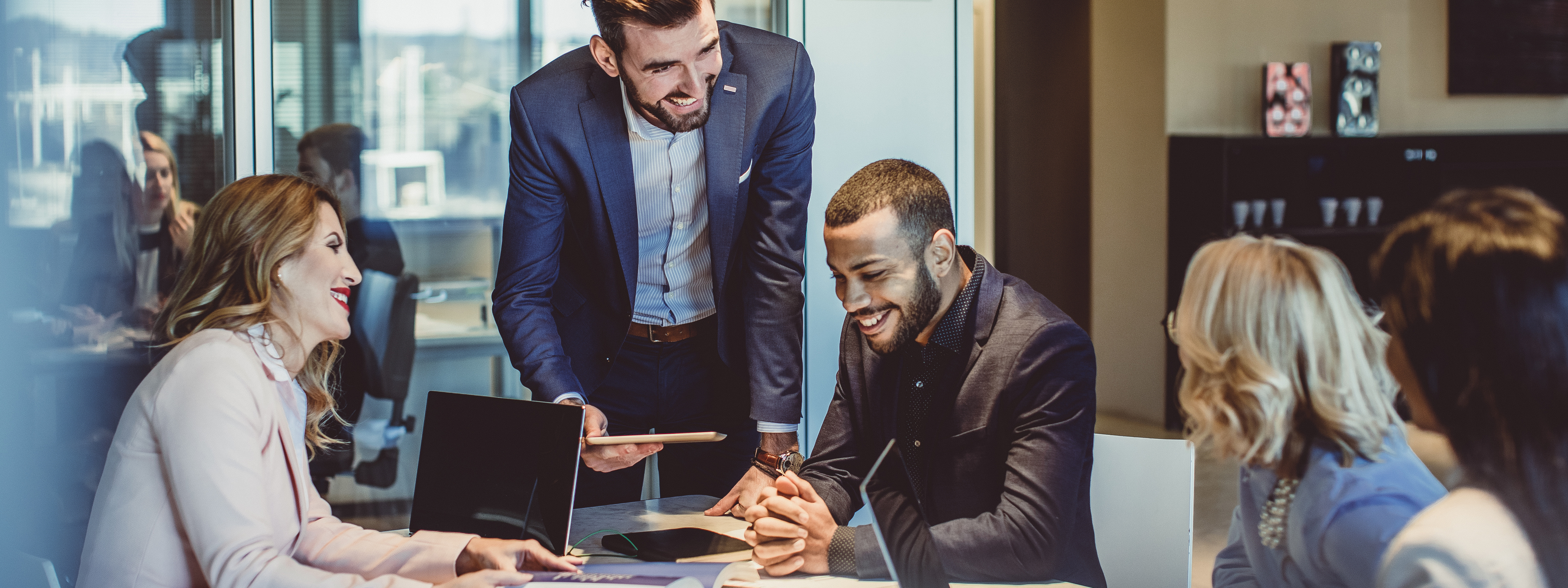 Team working together in a Conference room