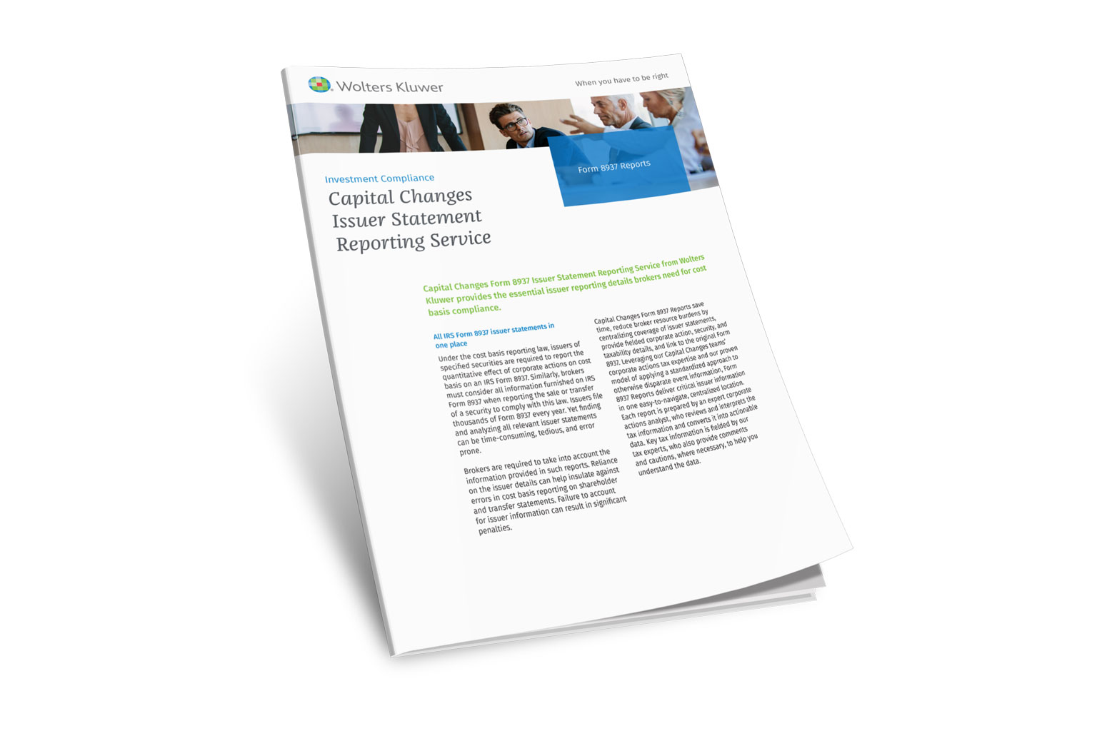 Capital Changes Issuer Statement Reporting Service Product Sheet