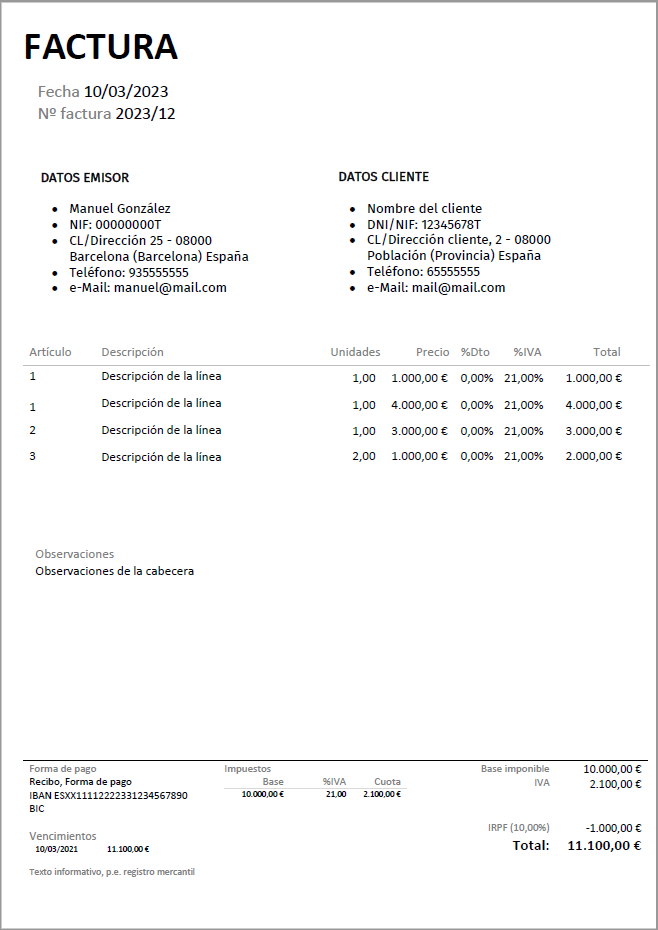 Plantilla De Factura Para Autónomo Crea Facturas Profesionales De Manera Sencilla Documentovip 5982