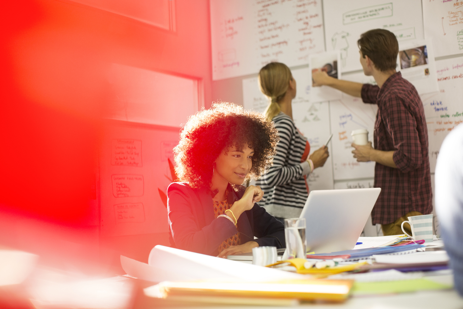 Employees collaborating in the workplace