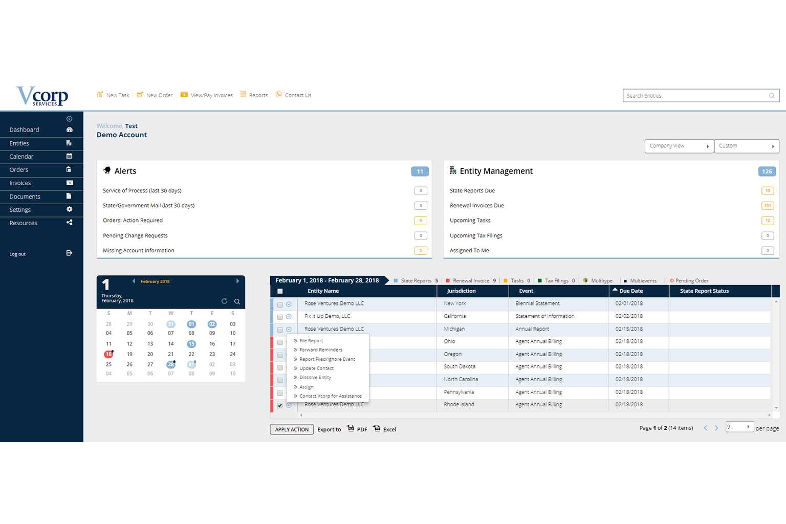 EntityCompli Dashboard