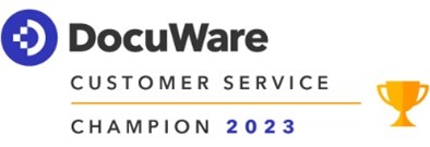 Das Logo der Auszeichnung "DocuWare Customer Service Champion"