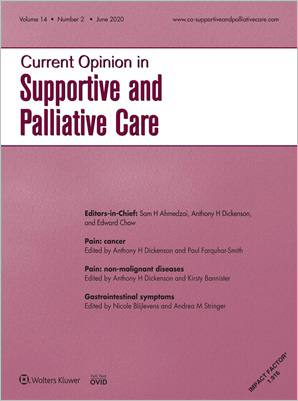 Current Opinion in Supportive and Palliative Care cover