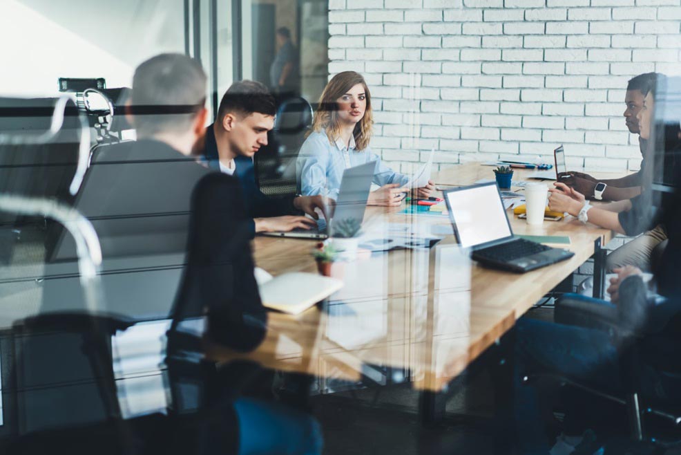 People in a meeting in an office