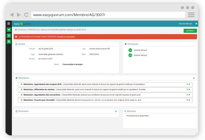 Organisieren Ihrer Hauptversammlungen oder Verwaltungsratssitzungen