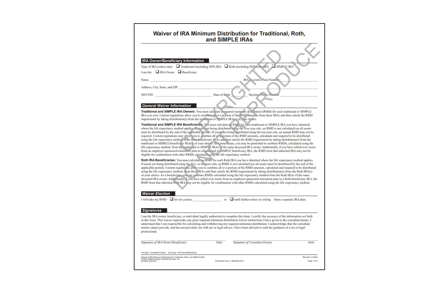 Waiver of IRA Minimum Distribution for Traditional, Roth, and SIMPLE IRAs card image