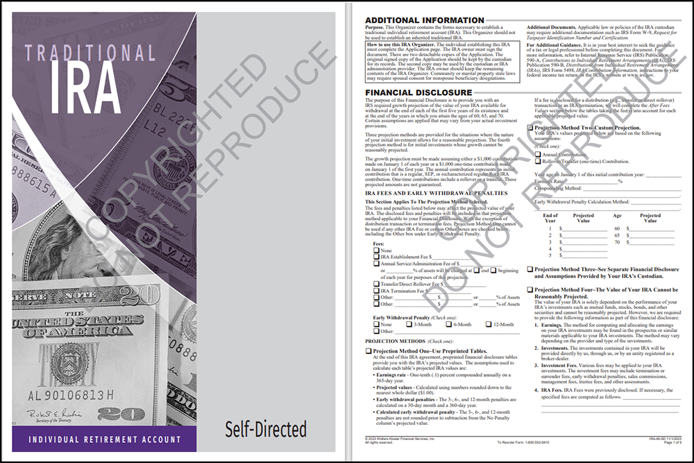 traditional IRA organizer self directed sample