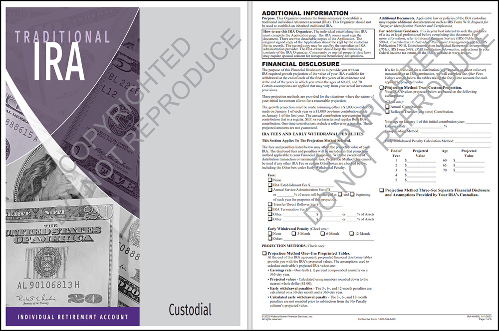 traditional IRA organizer custodial sample