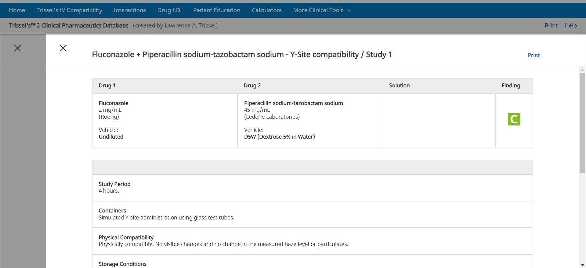 Lexicomp Trissel's IV Compatibility