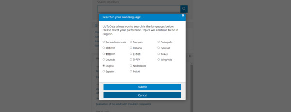 search in your own language box with choices