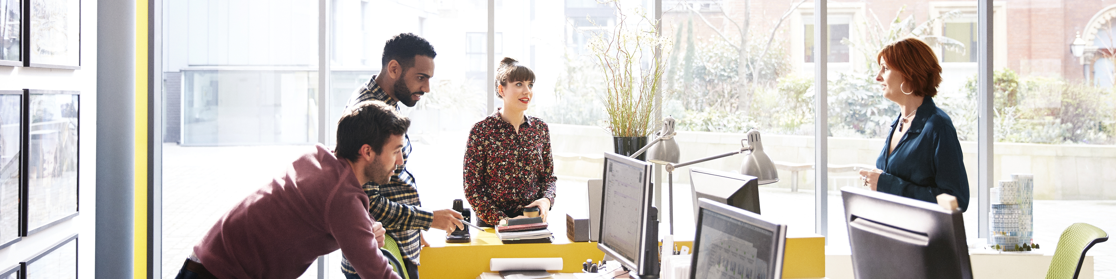 Teamwork and collaboration at contemporary office