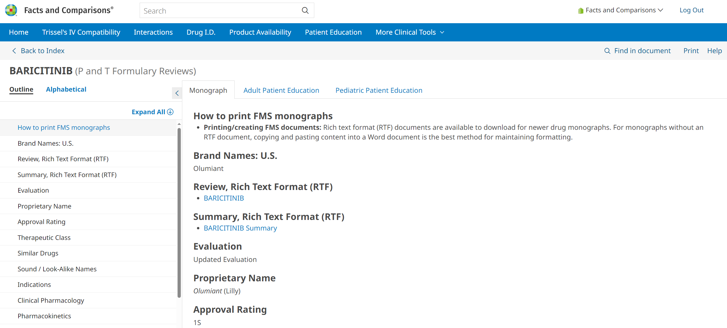 Formulary Monograph Service