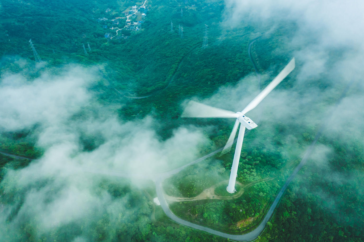 Wind power station on the mountain