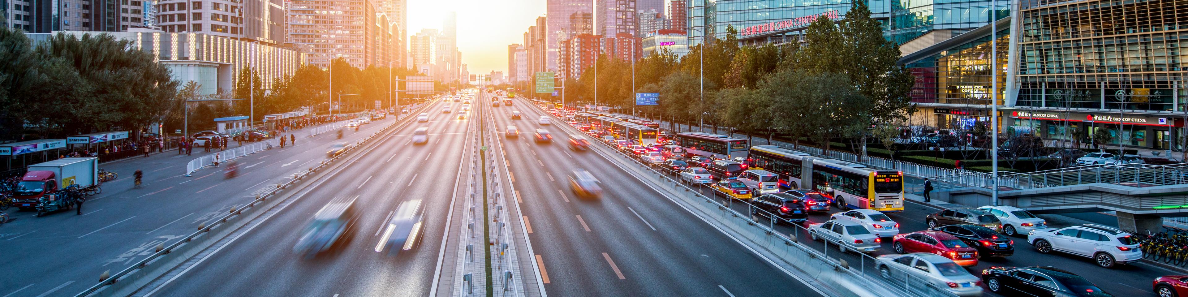 Beijing traffic sunset,