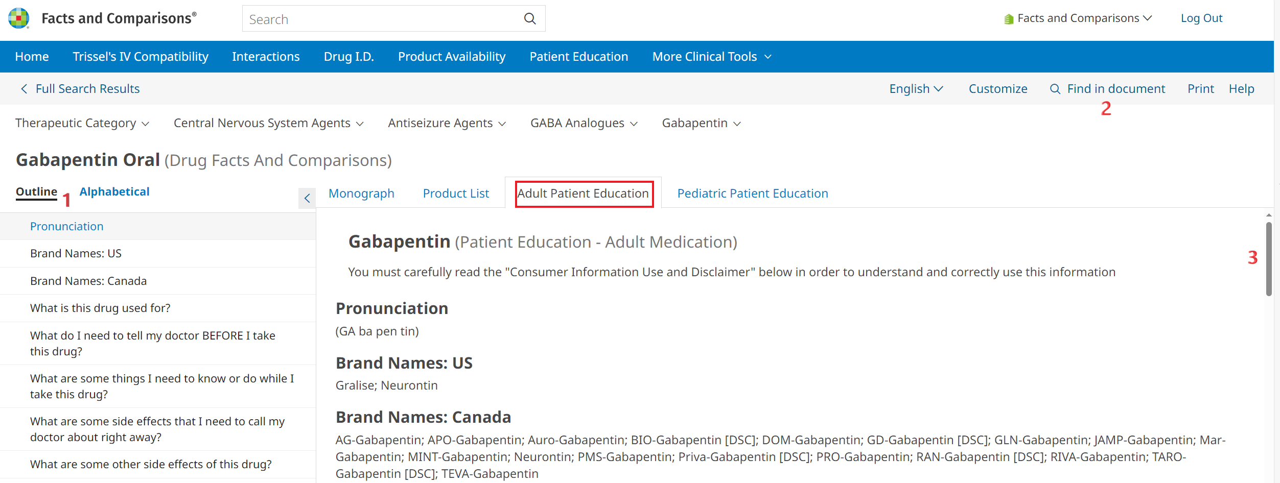 Facts and Comparisons User Academy - Navigating a Monograph