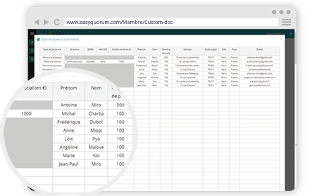 capture d’écran de la gestion des convocations dématérialisées avec easyquorum