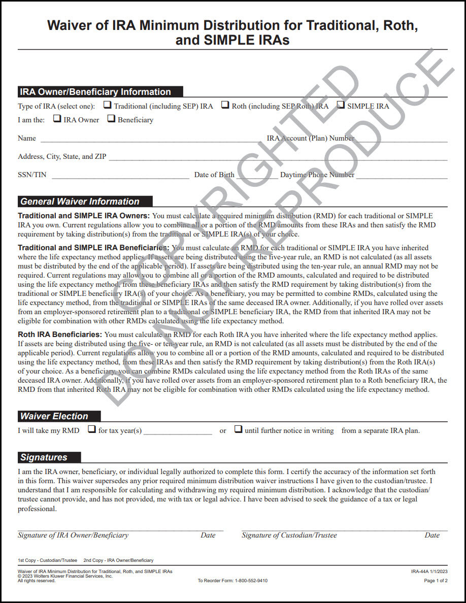 Waiver of IRA Minimum Distribution for Traditional, Roth, and SIMPLE IRAs image