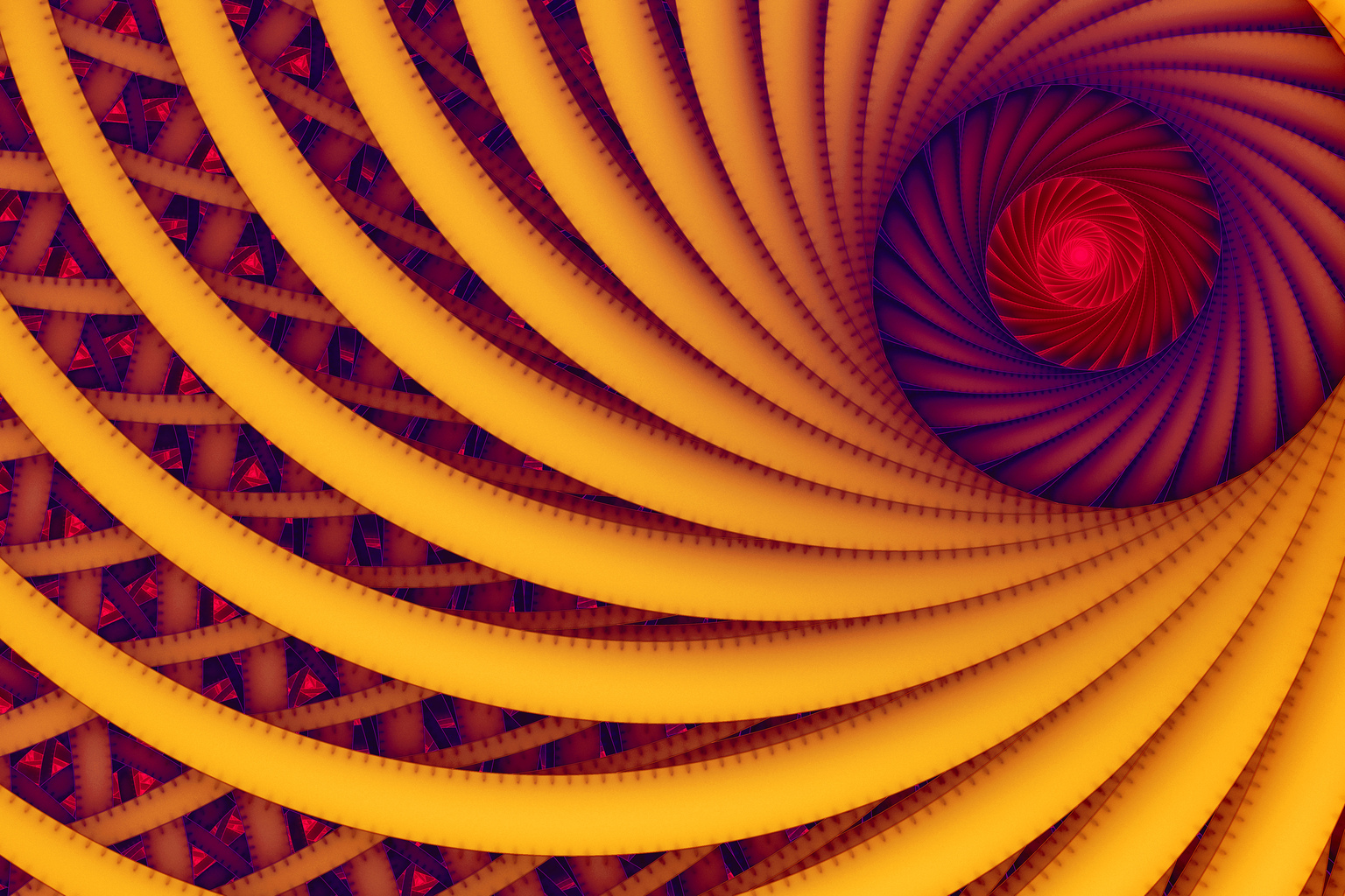 Spiral Vortex Swirl Abstract Glowing Yellow Purple Backgrounds