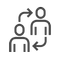 Icon van twee personen en twee pijlen