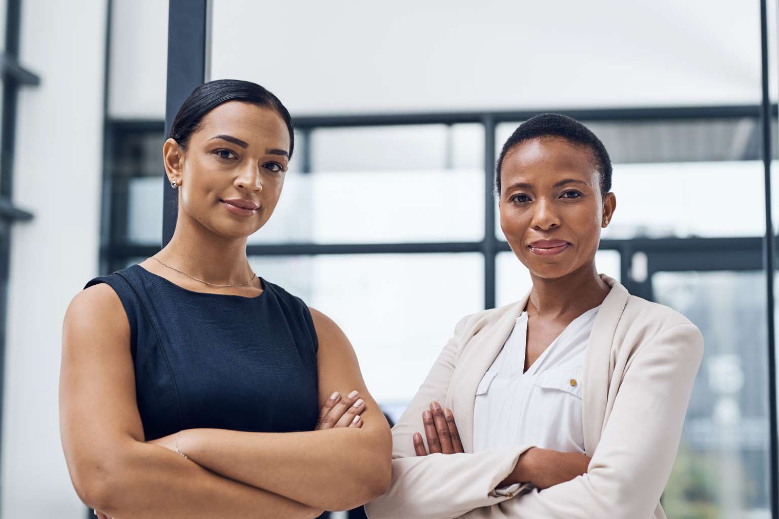 Two women smiling