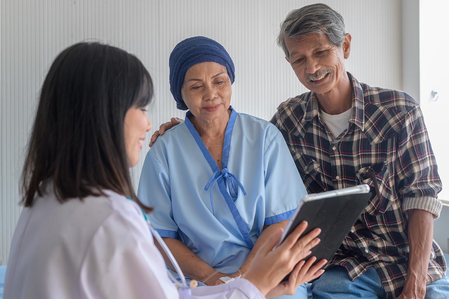 oncologist with patient