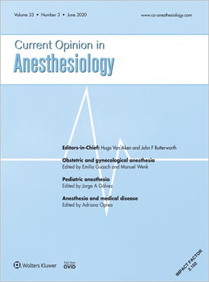 Current Opinion in Anesthesiology cover