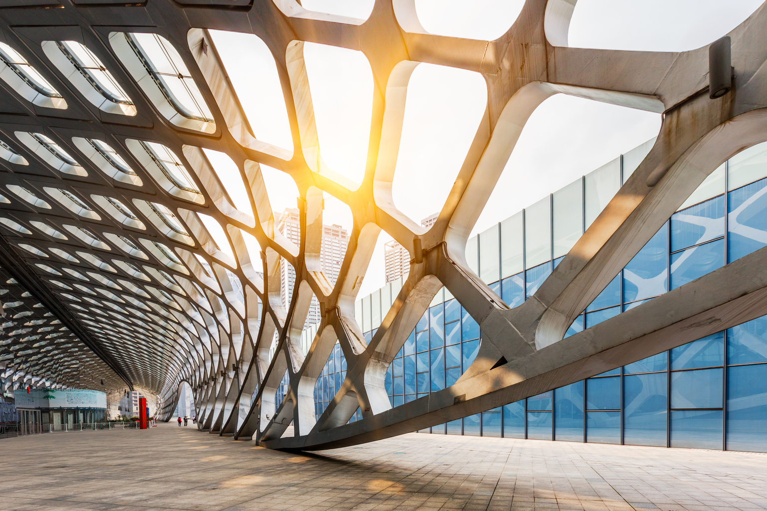 abstract ceiling of modern architecture in city of China.