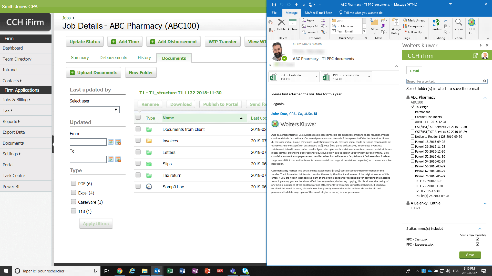 screenshot of cch ifirm documents