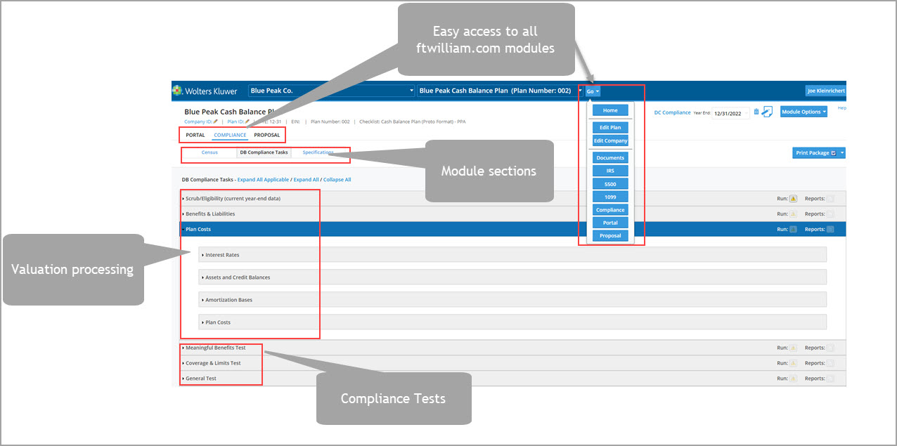 ftw Defined Benefit Compliance Screenshot