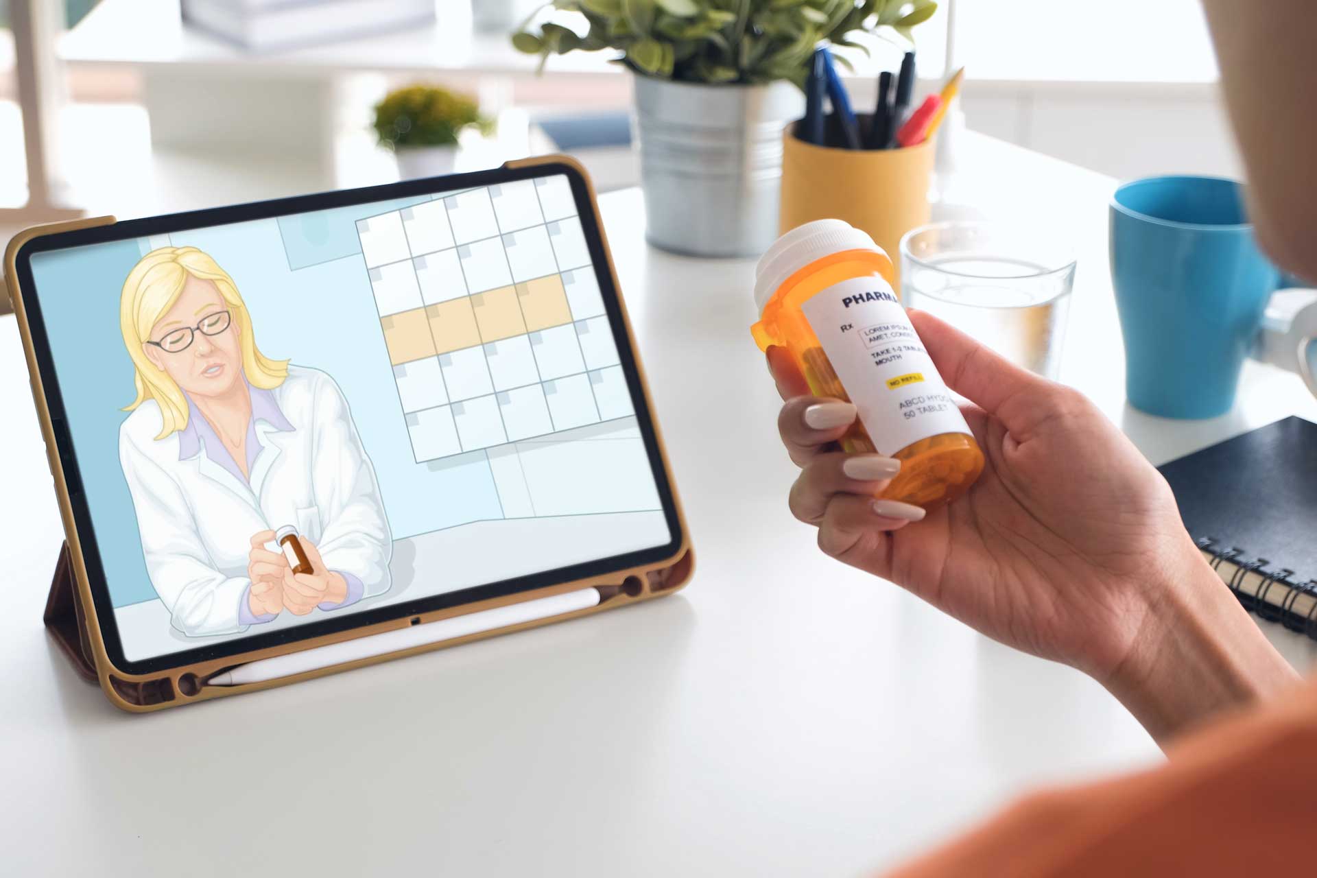 woman watching video on medication instructions