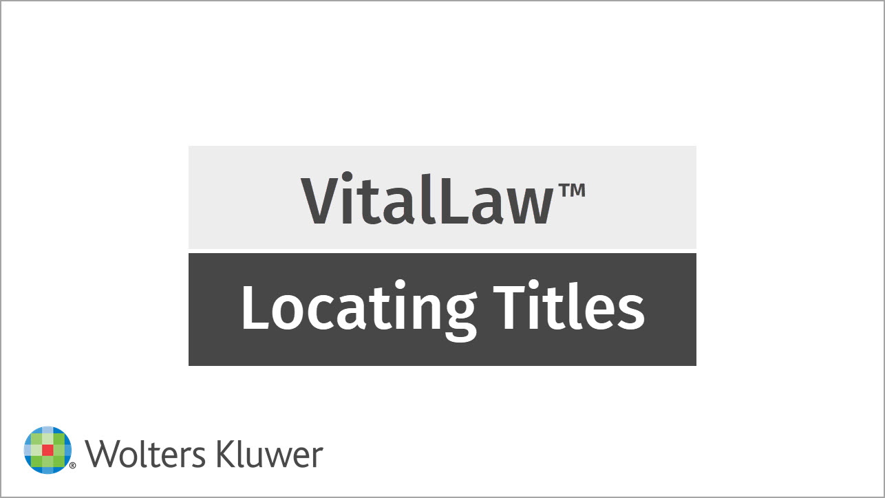 VitalLaw Titles