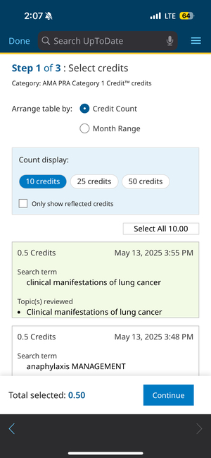 mobile CME select credits