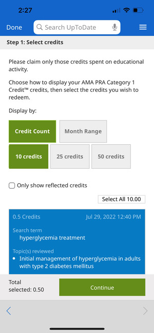 mobile CME select credits