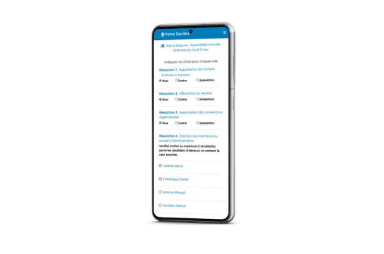 espace actionnaire easyQuorum sur mobile