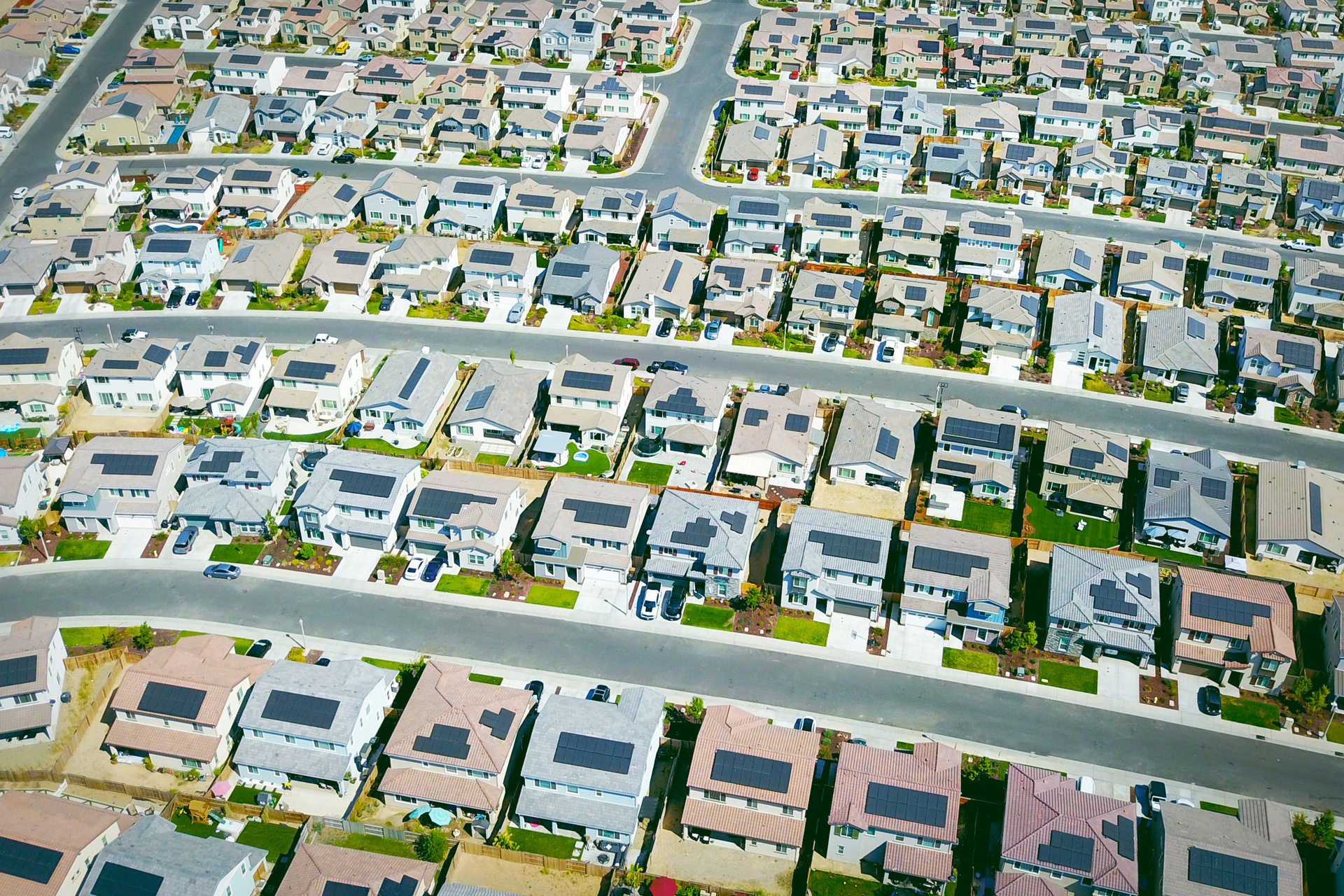 Aerial view of solar panels