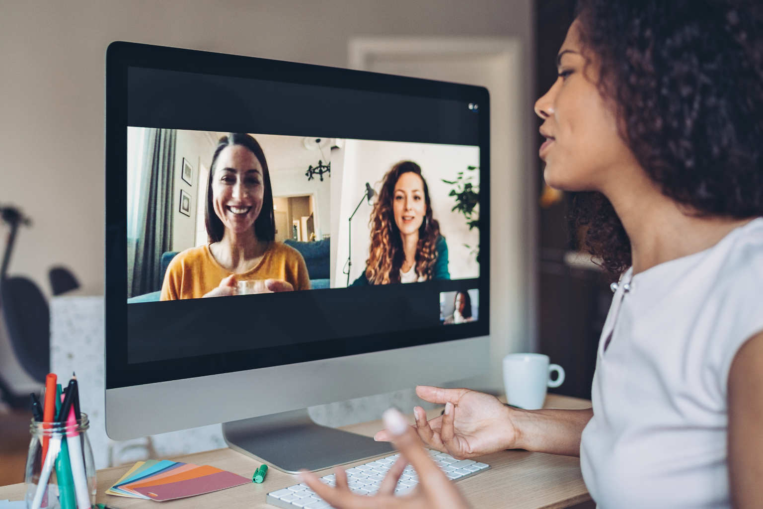trio of women videoconferencing