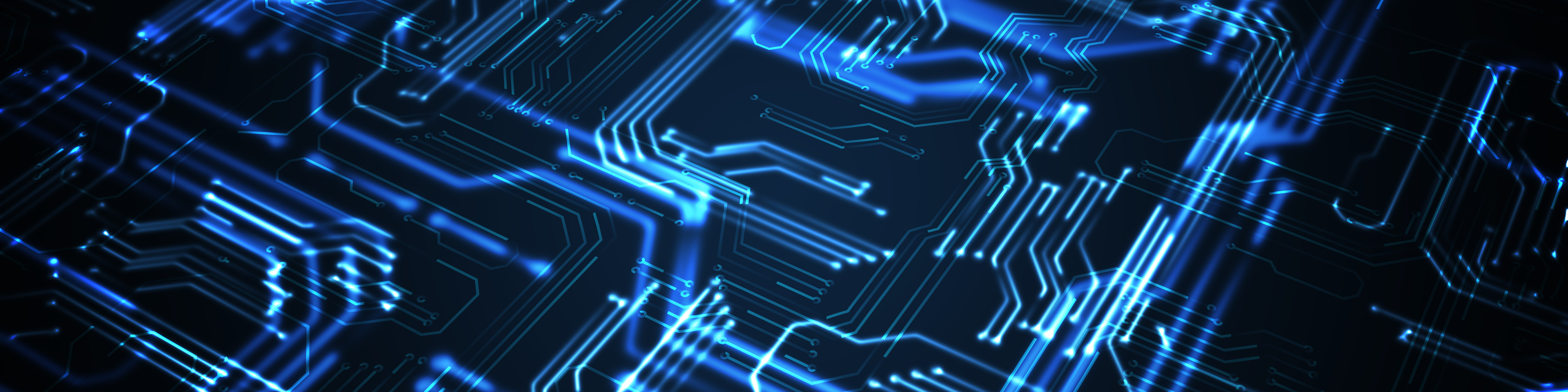 Quantum computing concept. Abstract glowing electronic circuit