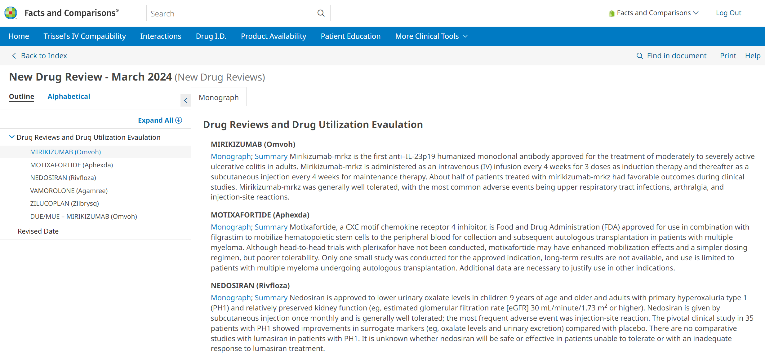 Formulary Monograph Service