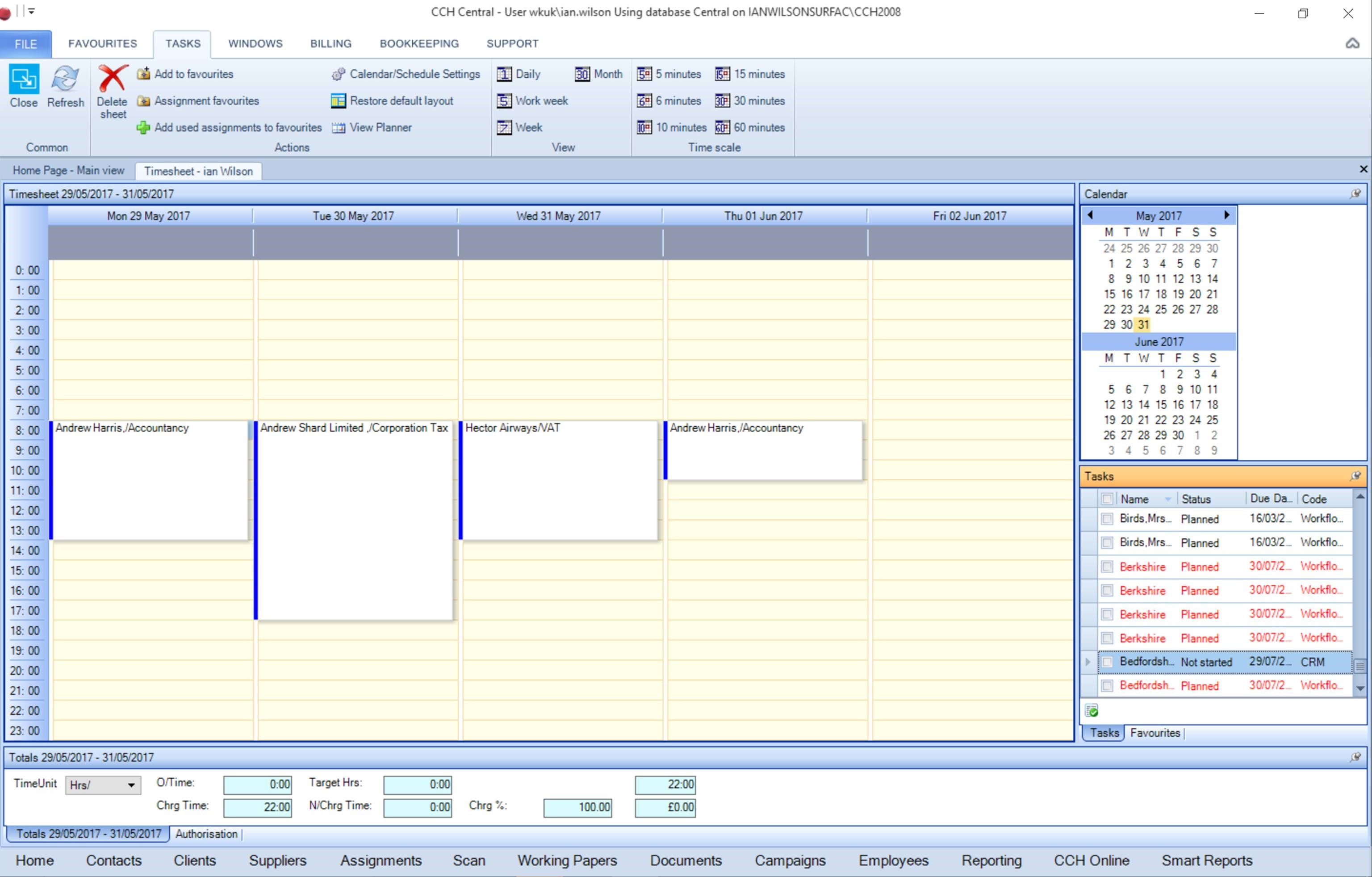 CCH Practice Management Time Sheet Entry